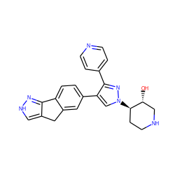 O[C@@H]1CNCC[C@H]1n1cc(-c2ccc3c(c2)Cc2c[nH]nc2-3)c(-c2ccncc2)n1 ZINC000071340617