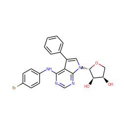 O[C@@H]1CO[C@@H](n2cc(-c3ccccc3)c3c(Nc4ccc(Br)cc4)ncnc32)[C@@H]1O ZINC000013674239