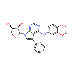 O[C@@H]1CO[C@@H](n2cc(-c3ccccc3)c3c(Nc4ccc5c(c4)OCCO5)ncnc32)[C@@H]1O ZINC000013674245