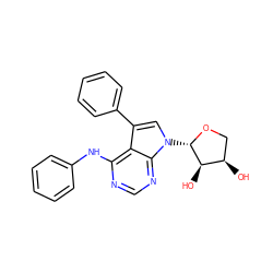 O[C@@H]1CO[C@@H](n2cc(-c3ccccc3)c3c(Nc4ccccc4)ncnc32)[C@@H]1O ZINC000003827144