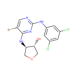 O[C@@H]1COC[C@H]1Nc1nc(Nc2cc(Cl)cc(Cl)c2)ncc1Br ZINC000095596286