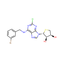 O[C@@H]1CS[C@@H](n2cnc3c(NCc4cccc(Br)c4)nc(Cl)nc32)[C@@H]1O ZINC000028656116