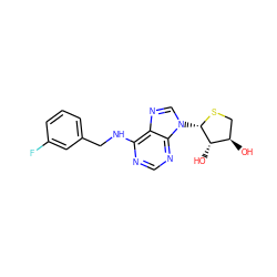 O[C@@H]1CS[C@@H](n2cnc3c(NCc4cccc(F)c4)ncnc32)[C@H]1O ZINC000202795425