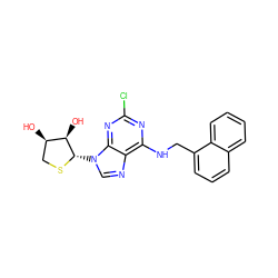 O[C@@H]1CS[C@@H](n2cnc3c(NCc4cccc5ccccc45)nc(Cl)nc32)[C@@H]1O ZINC000028656151