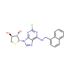 O[C@@H]1CS[C@@H](n2cnc3c(NCc4cccc5ccccc45)nc(Cl)nc32)[C@H]1O ZINC000098186604