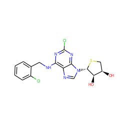 O[C@@H]1CS[C@@H](n2cnc3c(NCc4ccccc4Cl)nc(Cl)nc32)[C@@H]1O ZINC000028656131