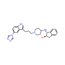 O[C@@H]1Cc2ccccc2[C@H]1NC1CCN(CCCc2c[nH]c3ccc(-n4cnnc4)cc23)CC1 ZINC000013802562