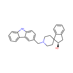 O[C@@H]1Cc2ccccc2C12CCN(Cc1ccc3[nH]c4ccccc4c3c1)CC2 ZINC000082158344