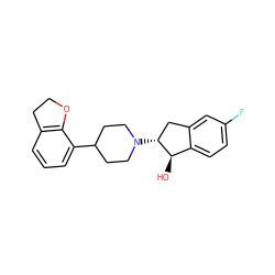 O[C@@H]1c2ccc(F)cc2C[C@H]1N1CCC(c2cccc3c2OCC3)CC1 ZINC000013471810