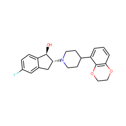 O[C@@H]1c2ccc(F)cc2C[C@H]1N1CCC(c2cccc3c2OCCO3)CC1 ZINC000013471787