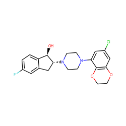 O[C@@H]1c2ccc(F)cc2C[C@H]1N1CCN(c2cc(Cl)cc3c2OCCO3)CC1 ZINC000013471825