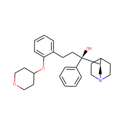 O[C@](CCc1ccccc1OC1CCOCC1)(c1ccccc1)[C@@H]1CN2CCC1CC2 ZINC000205004406