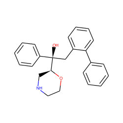 O[C@](Cc1ccccc1-c1ccccc1)(c1ccccc1)[C@@H]1CNCCO1 ZINC000036093126