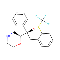 O[C@](Cc1ccccc1SC(F)(F)F)(c1ccccc1)[C@@H]1CNCCO1 ZINC000036093125