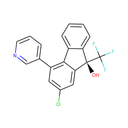 O[C@]1(C(F)(F)F)c2ccccc2-c2c(-c3cccnc3)cc(Cl)cc21 ZINC000144768390