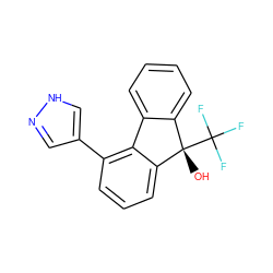 O[C@]1(C(F)(F)F)c2ccccc2-c2c(-c3cn[nH]c3)cccc21 ZINC000144781185