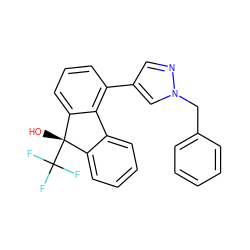 O[C@]1(C(F)(F)F)c2ccccc2-c2c(-c3cnn(Cc4ccccc4)c3)cccc21 ZINC000144859522