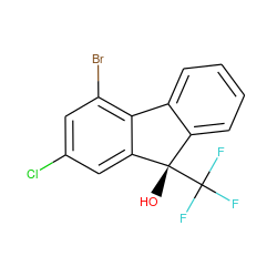 O[C@]1(C(F)(F)F)c2ccccc2-c2c(Br)cc(Cl)cc21 ZINC000144779519