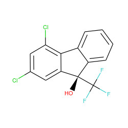 O[C@]1(C(F)(F)F)c2ccccc2-c2c(Cl)cc(Cl)cc21 ZINC000144685881