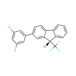 O[C@]1(C(F)(F)F)c2ccccc2-c2ccc(-c3cc(Cl)cc(Cl)c3)cc21 ZINC000144778059