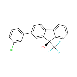 O[C@]1(C(F)(F)F)c2ccccc2-c2ccc(-c3cccc(Cl)c3)cc21 ZINC000143407895