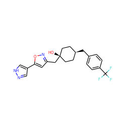 O[C@]1(Cc2cc(-c3cn[nH]c3)on2)CC[C@H](Cc2ccc(C(F)(F)F)cc2)CC1 ZINC001772630712