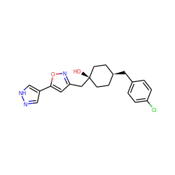 O[C@]1(Cc2cc(-c3cn[nH]c3)on2)CC[C@H](Cc2ccc(Cl)cc2)CC1 ZINC001772582320