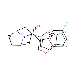 O[C@]1(c2ccc(Cl)c(Cl)c2)C[C@@H]2CC[C@H](C1)N2Cc1coc2ccc(F)cc12 ZINC000101185546