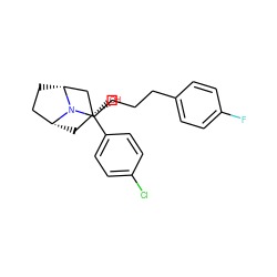 O[C@]1(c2ccc(Cl)cc2)C[C@@H]2CC[C@H](C1)N2CCCCc1ccc(F)cc1 ZINC000254136483