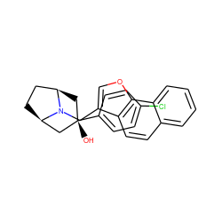 O[C@]1(c2ccc(Cl)cc2)C[C@@H]2CC[C@H](C1)N2Cc1coc2c1ccc1ccccc12 ZINC000101185526