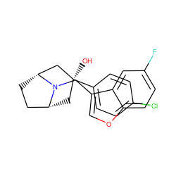 O[C@]1(c2ccc(Cl)cc2)C[C@@H]2CC[C@H](C1)N2Cc1coc2ccc(F)cc12 ZINC000101185445