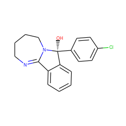 O[C@]1(c2ccc(Cl)cc2)c2ccccc2C2=NCCCCN21 ZINC000013760577