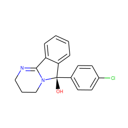 O[C@]1(c2ccc(Cl)cc2)c2ccccc2C2=NCCCN21 ZINC000013491050