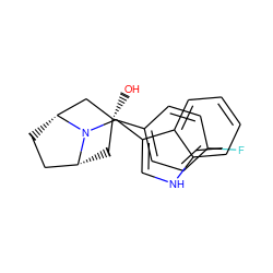 O[C@]1(c2ccc(F)cc2)C[C@@H]2CC[C@H](C1)N2Cc1c[nH]c2ccccc12 ZINC000101185059