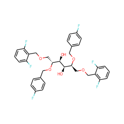 O[C@H]([C@H](COCc1c(F)cccc1F)OCc1ccc(F)cc1)[C@H](O)[C@@H](COCc1c(F)cccc1F)OCc1ccc(F)cc1 ZINC000049877572