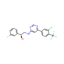 O[C@H](CNc1cc(-c2ccc(C(F)(F)F)c(Cl)c2)ncn1)c1cccc(F)c1 ZINC000103261218