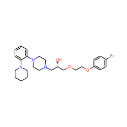 O[C@H](COCCOc1ccc(Br)cc1)CN1CCN(c2ccccc2N2CCCCC2)CC1 ZINC000103254530