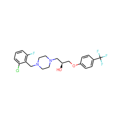 O[C@H](COc1ccc(C(F)(F)F)cc1)CN1CCN(Cc2c(F)cccc2Cl)CC1 ZINC000095591669