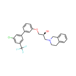 O[C@H](COc1cccc(-c2cc(Cl)cc(C(F)(F)F)c2)c1)CN1CCc2ccccc2C1 ZINC000219742895