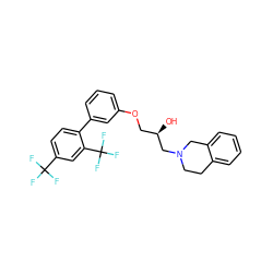 O[C@H](COc1cccc(-c2ccc(C(F)(F)F)cc2C(F)(F)F)c1)CN1CCc2ccccc2C1 ZINC000219735294