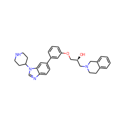 O[C@H](COc1cccc(-c2ccc3ncn(C4CCNCC4)c3c2)c1)CN1CCc2ccccc2C1 ZINC000219776702