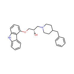 O[C@H](COc1cccc2[nH]c3ccccc3c12)CN1CCC(Cc2ccccc2)CC1 ZINC000049050704