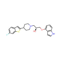 O[C@H](COc1cccc2[nH]ccc12)CN1CCC(c2cc3ccc(F)cc3s2)CC1 ZINC000003991709