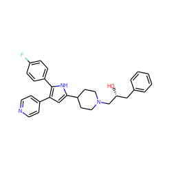 O[C@H](Cc1ccccc1)CN1CCC(c2cc(-c3ccncc3)c(-c3ccc(F)cc3)[nH]2)CC1 ZINC000028527813