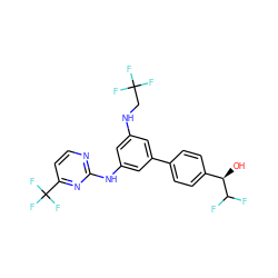 O[C@H](c1ccc(-c2cc(NCC(F)(F)F)cc(Nc3nccc(C(F)(F)F)n3)c2)cc1)C(F)F ZINC001772633716