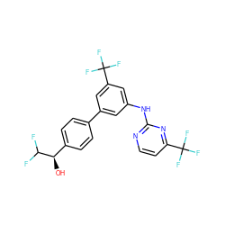 O[C@H](c1ccc(-c2cc(Nc3nccc(C(F)(F)F)n3)cc(C(F)(F)F)c2)cc1)C(F)F ZINC001772628848