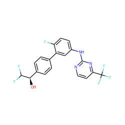 O[C@H](c1ccc(-c2cc(Nc3nccc(C(F)(F)F)n3)ccc2F)cc1)C(F)F ZINC001772629478