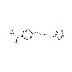 O[C@H](c1ccc(OCCCc2c[nH]cn2)cc1)C1CC1 ZINC000026466978