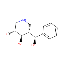 O[C@H](c1ccccc1)[C@H]1CNC[C@@H](O)[C@@H]1O ZINC000142090466