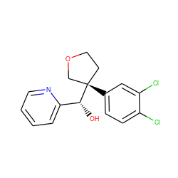 O[C@H](c1ccccn1)[C@@]1(c2ccc(Cl)c(Cl)c2)CCOC1 ZINC000653823824